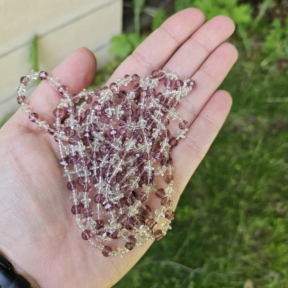 long clear and purple flapper beads
